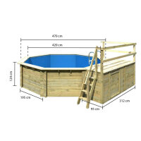 Terrasse Erweiterung rechts/links für Pool Achteck 400 x 400 cm / 470 x 470 cm