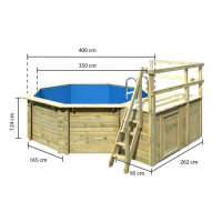 Terrasse Erweiterung rechts/links für Pool Achteck 400 x 400 cm / 470 x 470 cm
