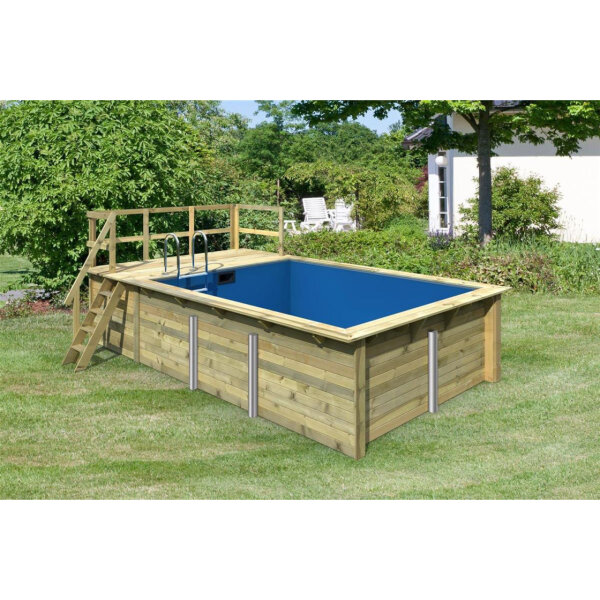 Terrasse für Trend Holzpool Rechteckbecken Stirnseite